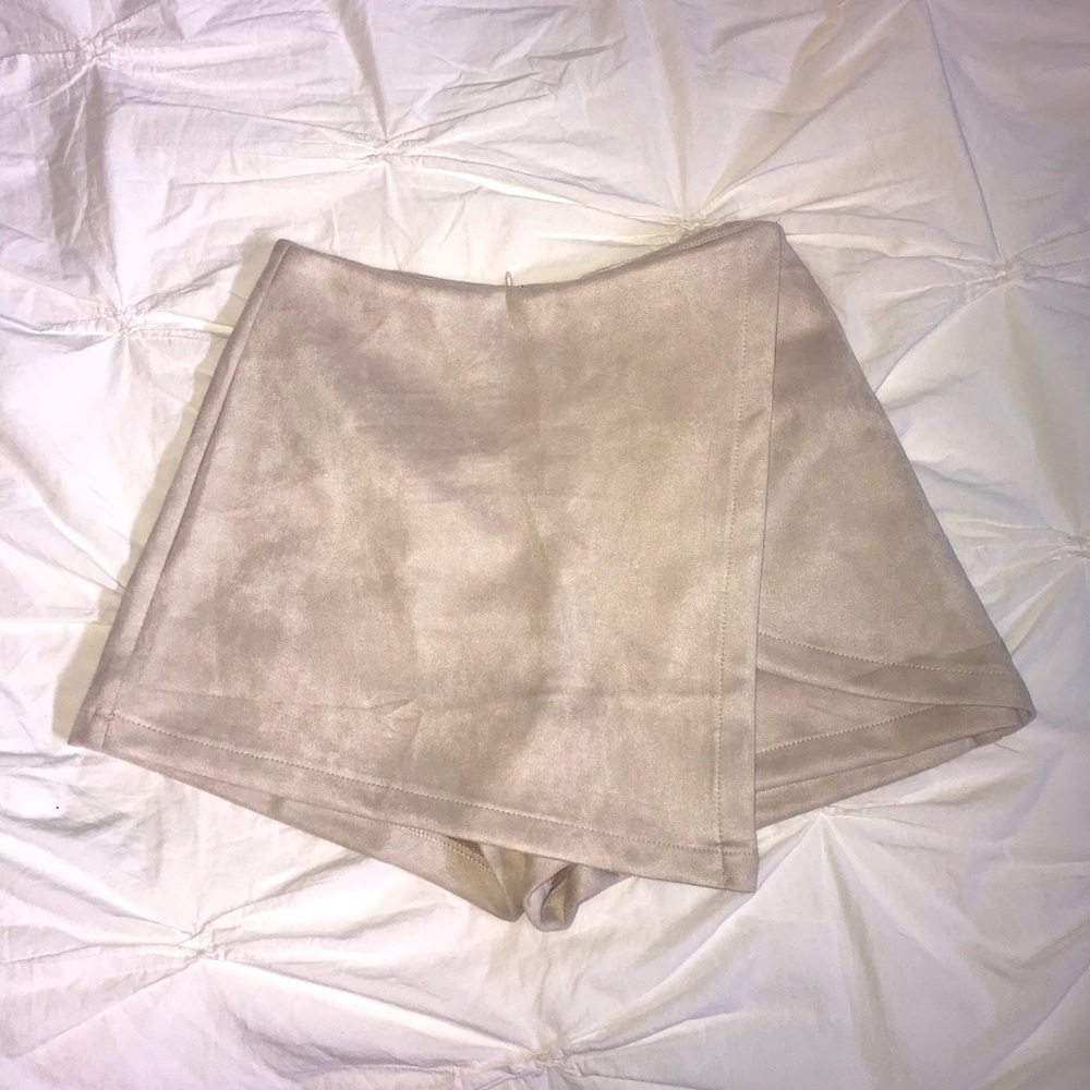 Cream Suede Envelope Skort